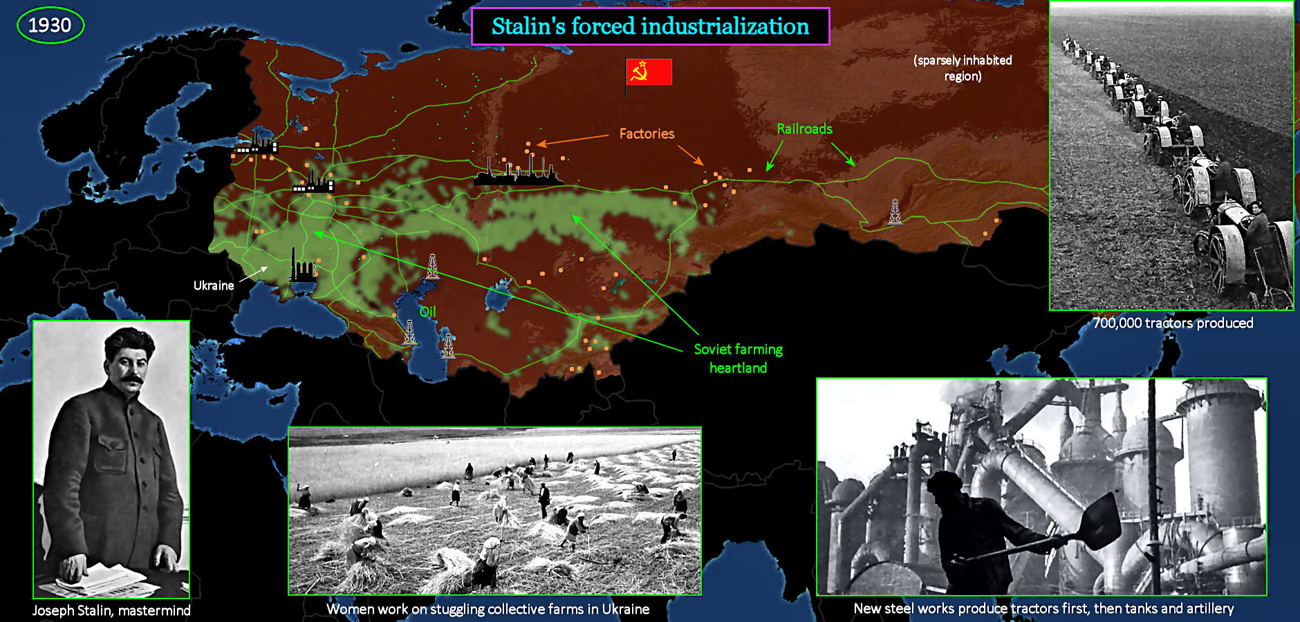 Stalin's forced industrialization, 1930 map